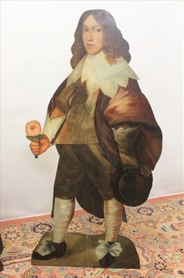 Lot 1340 - Rare pair of antique painted oak dummy boards in the 17th Century style, 104cm high
