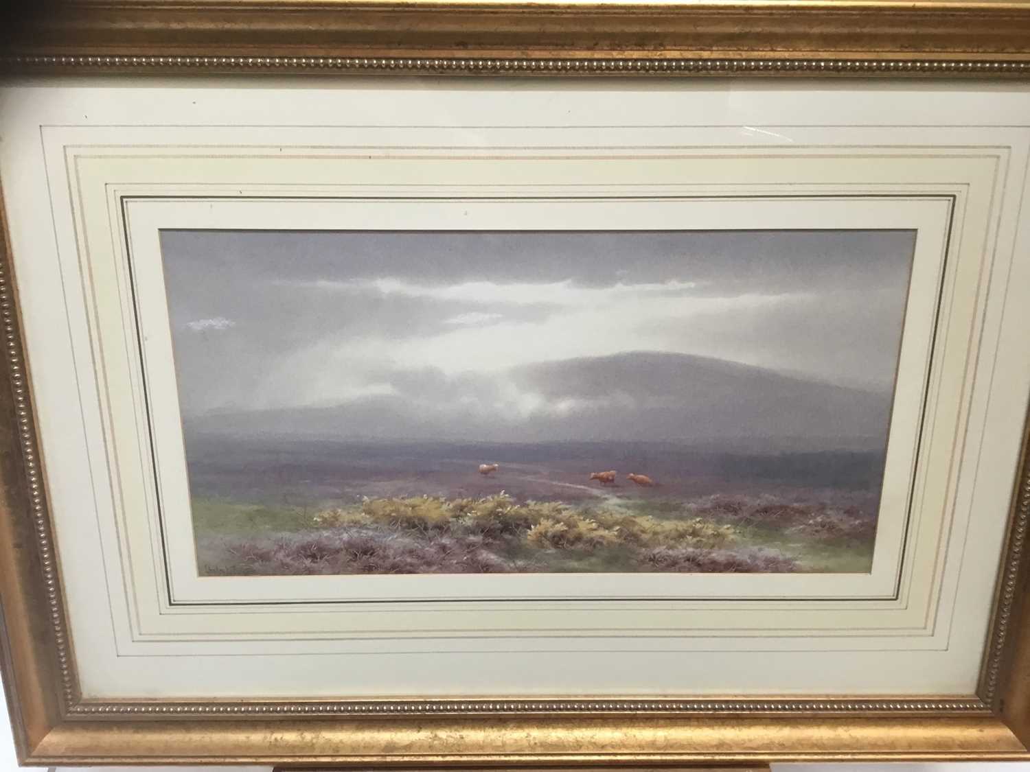 Lot 3 - Charles Edward Brittan (1870-1949) watercolour - Moorland landscape, 24cm x 39cm
