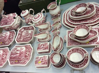 Lot 442 - Spode Pink Tower pattern dinner service