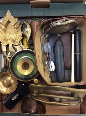 Lot 447 - Group of assorted silver plated items, brass ware and sundries