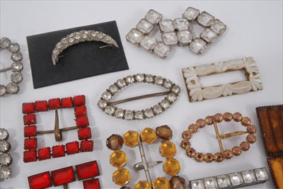 Lot 1680 - Group of Vintage shoe buckles and pairs displayed on velvet plus some loose.