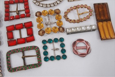 Lot 1680 - Group of Vintage shoe buckles and pairs displayed on velvet plus some loose.