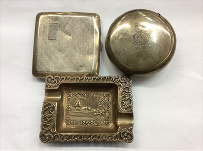 Lot 686 - Silver Cigarette case, silver Tobacco box and Dutch silver ashtray