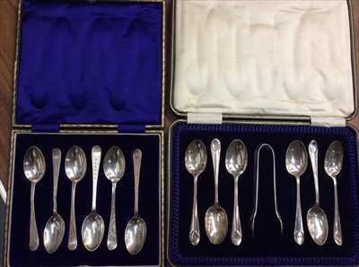 Lot 675 - Two cased sets of silver teaspoons