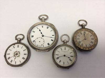 Lot 655 - Four silver cased pocket watches