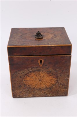 Lot 666 - George III burr yew tea caddy