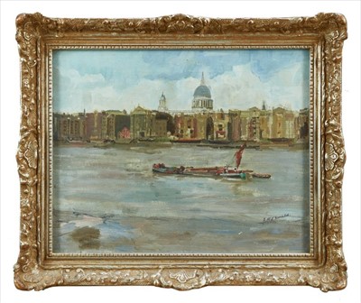 Lot 105 - J. Mc. L. Ronald, 20th century English School oil on canvas - On The Thames, signed, in glazed frame