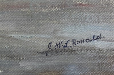 Lot 105 - J. Mc. L. Ronald, 20th century English School oil on canvas - On The Thames, signed, in glazed frame