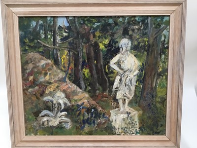 Lot 57 - Olive Cook, late 20th century oil on board - A the Foot of the Mount, signed and dated 1996 verso, framed