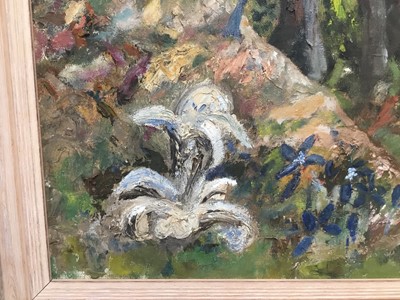 Lot 57 - Olive Cook, late 20th century oil on board - A the Foot of the Mount, signed and dated 1996 verso, framed