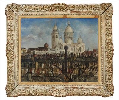 Lot 102 - Bloomfield, mid 20th century English school oil on canvas - Sacre Coeur, signed, in ornate frame