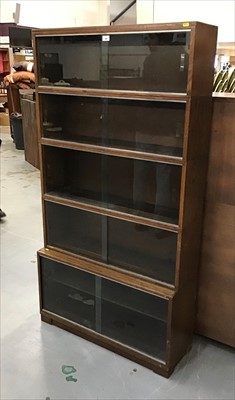 Lot 906 - Oak five section book case with sliding glass doors by Minty of Oxford