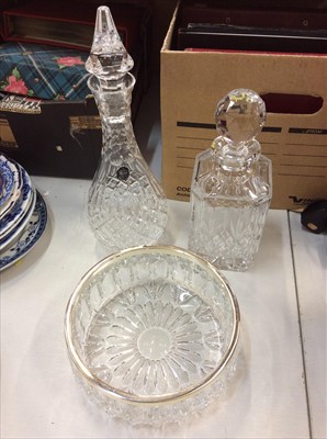 Lot 451 - Two cut glass decanters, glass fruit bowl and other glassware