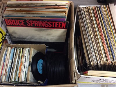 Lot 443 - Two boxes of LP records and singles including Bob Dylan, Mott the Hoople and Bruce Springsteen