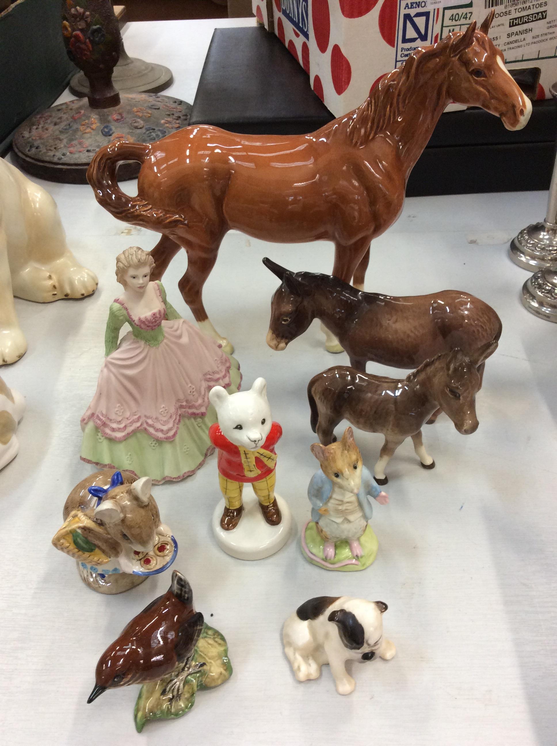 Lot 459 - Group Of Beswick Including Horse, Donkeys