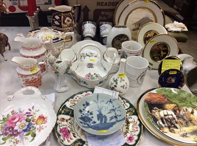 Lot 460 - Collection of antique and later ceramics to include Chinese Tek Sing cargo porcelain dish, Royal Crown Derby jugs, Aynsley strawberry set, china and sundries