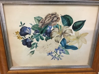 Lot 177 - 19th century botanical watercolour in maple frame, together with mixed group of various pictures