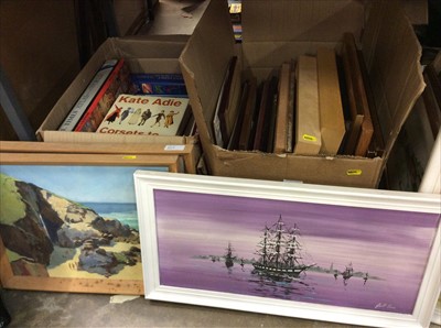 Lot 399 - Group pictures prints and box of books