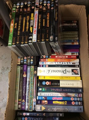 Lot 454 - Three boxes DVDs and CDs