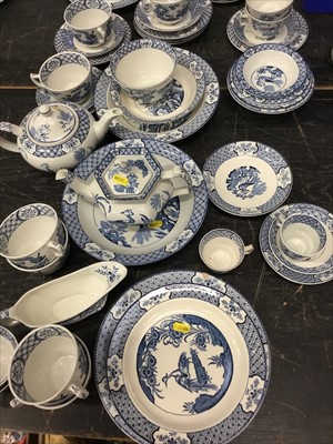 Lot 166 - Collection of Woods Yuan pattern blue and white transfer printed pottery tea and dinner ware