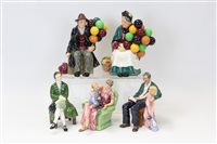 Lot 2131 - Five Royal Doulton figures - The Balloon Man...