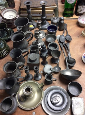 Lot 432 - Collection antique and later pewter items