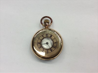 Lot 668 - Gold plated half hunter pocket watch by Elgin with Waltham movement