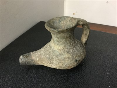 Lot 329 - Antique pottery oil lamp, believed to be from Lebanon circa. 200 AD.