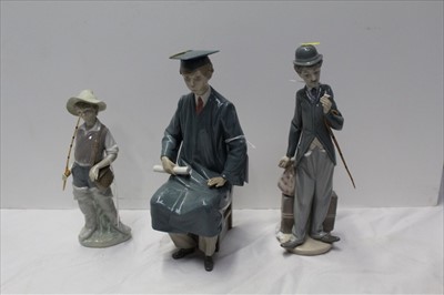 Lot 890 - Lladro Charlie Chaplin together with two other Lladro figures