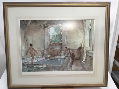 Lot 100 - Sir William Russell Flint (1880-1969) signed print - Bathers, with blindstamp, glazed frame, 51cm x 68cm