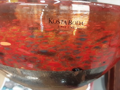 Lot 854 - Kosta Boda Art Glass Bowl with orange decoration