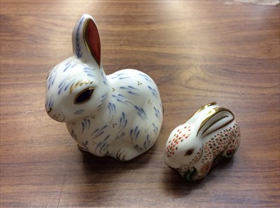 Lot 407 - Two Royal Crown Derby Rabbit Paperweights