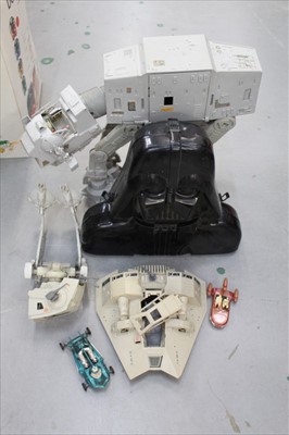 Lot 1422 - Star Wars Darth Varder carry case with selection of figures, AT-AT Walker and others.