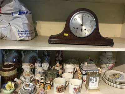 Lot 230 - 1930's mantel clock, together with quantity of china and sundries