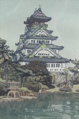 Lot 1044 - Hiroshi Yoshida Japanese 1876-1950 - Osaka Castle pencil signed woodblock