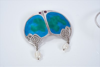 Lot 481 - Liberty silver and enamel brooch and torque bangle