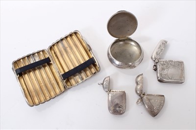 Lot 232 - Three silver vesta cases, silver snuff box and a silver cheroot case