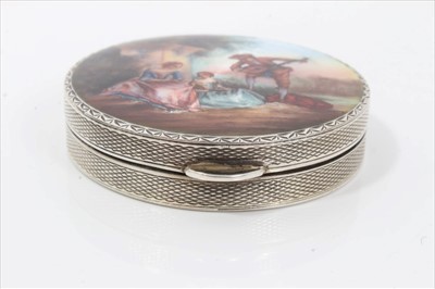 Lot 231 - 1920s silver and guilloché enamel circular box