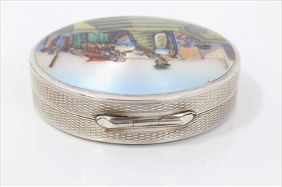 Lot 230 - Silver and guilloché enamel circular box