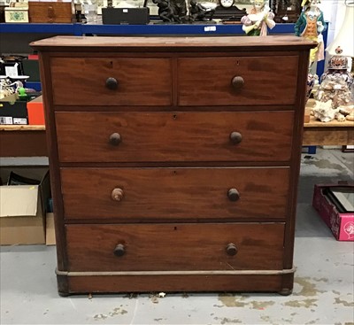 Lot 917 - Victorian mahogany chest of two short and three long drawers with turned handles