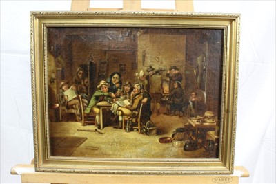 Lot 4 - Manner of David Wilkie - Two 19th century interior scenes
