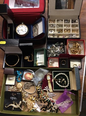 Lot 685 - Vintage costume jewellery, brooches, silver jewellery, Goliath pocket watch and bijouterie