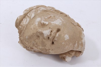 Lot 797 - Ancient Indian Gandhara carved stone female figure head fragment, 9cm