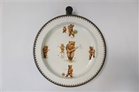 Lot 2143 - Old warming dish decorated with teddy bears...