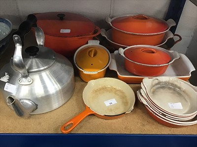 Lot 71 - Collection of Le Creuset and similar kitchenware, together with an AGA kettle