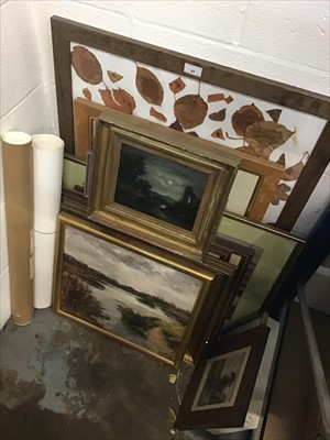 Lot 47 - Mixed group of decorative pictures to include a 19th century oil