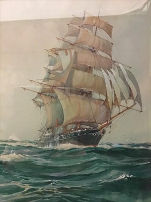 Lot 393 - Robert McGregor (1848 - 1922), watercolour - 'Under Full Sail', signed, in glazed frame.