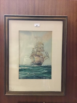 Lot 84 - Robert McGregor (1848 - 1922), watercolour - 'Under Full Sail', signed, in glazed frame. Provenance: The Grange Gallery, Norfolk