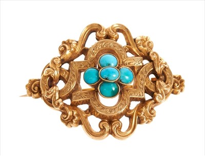 Lot 355 - Victorian gold and turquoise brooch