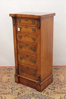 Lot 1298 - Victorian style burr-walnut secretaire Wellington chest